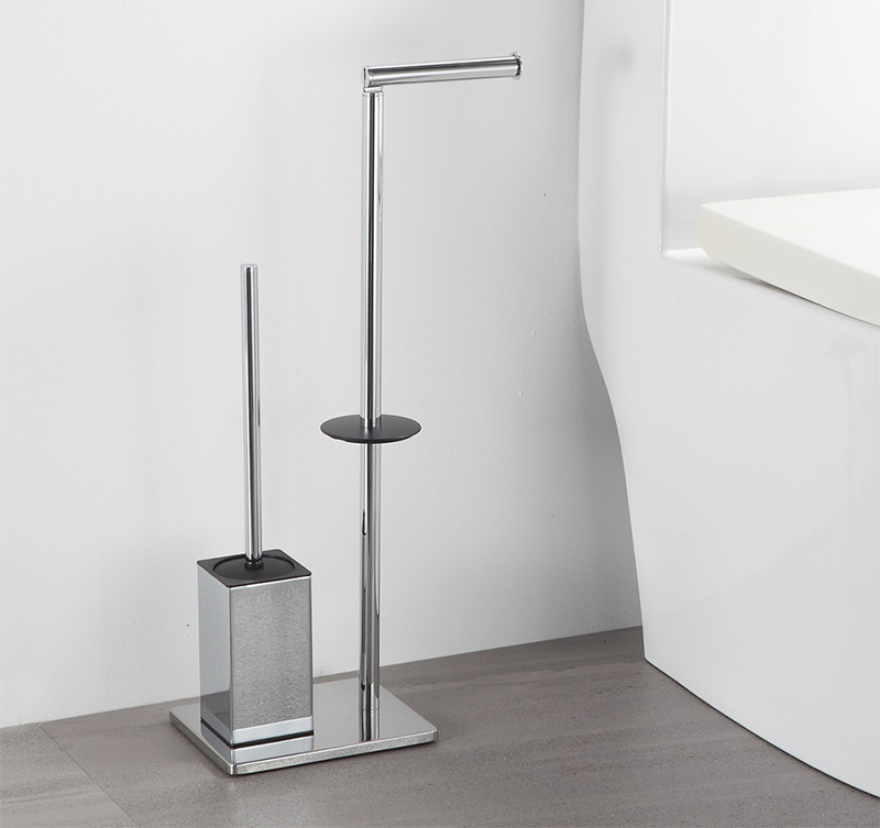 Square Multifunctional floor stand toilet paper holder with toilet brush