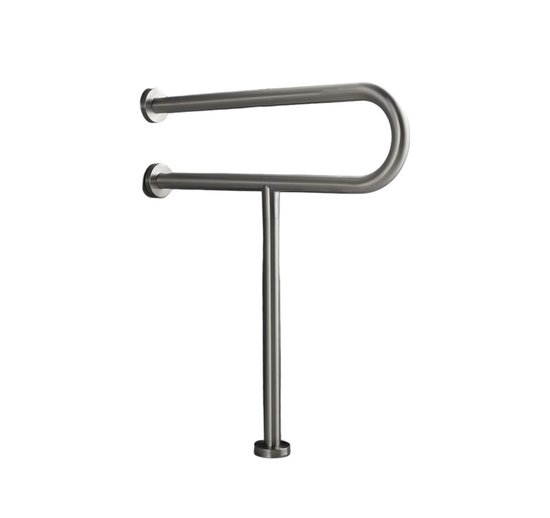Heavy Duty Toilet Safety Grab Bar - Stainless Steel Bathroom Handrail with Floor Support for Elderly and Disabled